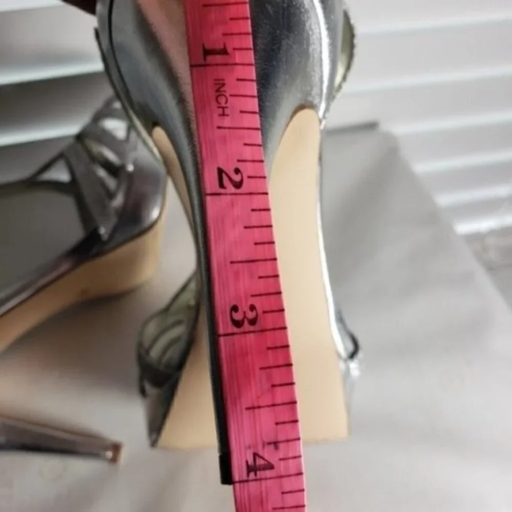 Alfani TACY Silver Open Toe Slip-On Zip Heels